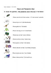 English Worksheet: Possessive case of Nouns