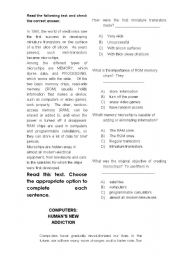 English Worksheet: reading comprehension