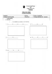 English Worksheet: zoo animals test