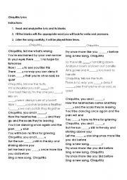 English Worksheet: Chiquitita lyric/ Filling the blanks