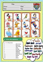 English Worksheet: Disney Characters