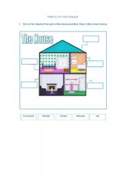 English Worksheet: The House - Cut and paste