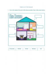 English worksheet: The House - Cut and paste