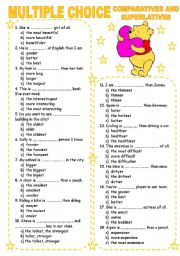 English Worksheet: MULTIPLE CHOICE 7 COMPARATIVES AND SUPERLATIVES