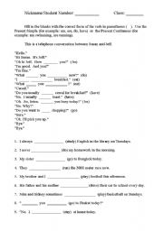 English Worksheet: present progressive vs present tense quiz