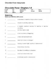 English worksheet: Chocolate fever study gide