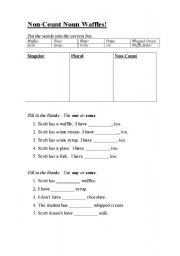 English Worksheet: Non Count Nouns