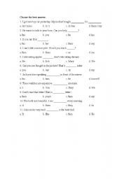 English worksheet: Pronoun Test