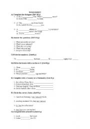 English Worksheet: worksheet on elementary level