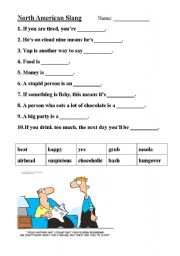 English worksheet: NOrth American Slang