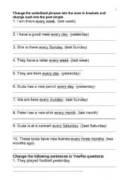 English worksheet: Past Simple Tense Exercise 