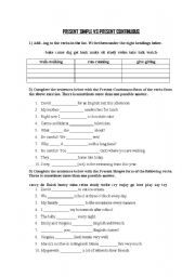 English Worksheet: present simple / present continuous