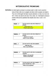 English worksheet: Interrogative pronouns