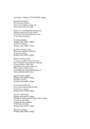 English Worksheet: John Mayer - Waiting On The World To Chage Lyrics With Blanks