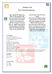 English Worksheet: Christmas Carol: Hark, the herald angel sing