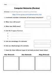 English Worksheet: Computer network mini test