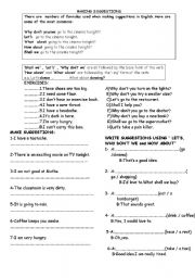 English Worksheet: suggesstons