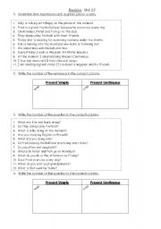 English worksheet: present simple vs present continuous