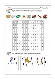 English Worksheet: Classroom objects