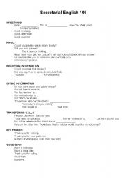 English Worksheet: Secretarial English 101