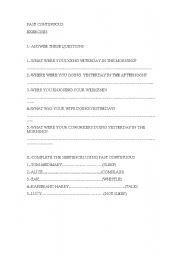English Worksheet: past continuous