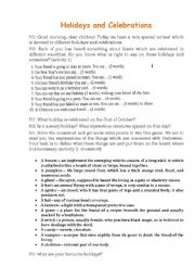 English Worksheet: Holidays and celebrations