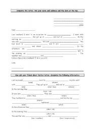 English worksheet: Simple past letter