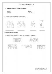 English worksheet: NUMBERS AND COLORS