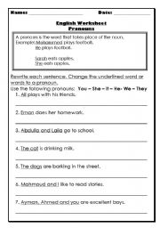 English worksheet: Pronouns