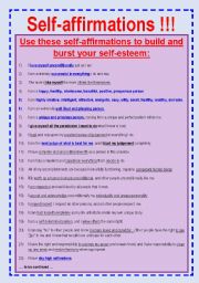 Affirmation to Build Your Self-Esteem. Read, Ask Questions and Discuss.