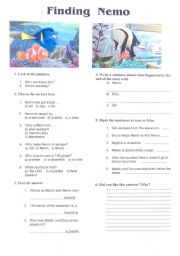 English Worksheet: Video Activity: Finding Nemo