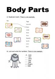 English Worksheet: Body parts