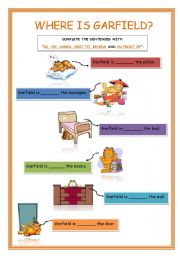English Worksheet: WHERE IS GARFIELD?