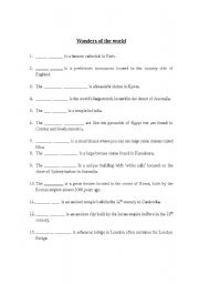 English worksheet: wonders of the world