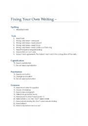 English Worksheet: Fixing Your Own Writing