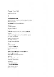 English Worksheet: Phrasal Verbs List