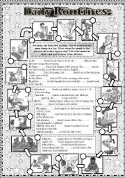 English Worksheet: Daily routines (fully editable B&W version) exercises