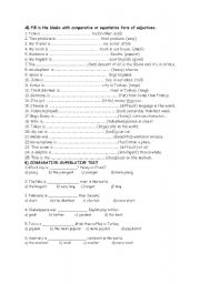 English Worksheet: comparative and superlative