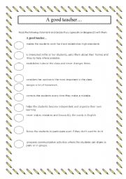 English worksheet: A GOOD TEACHER