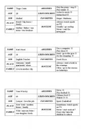 English worksheet: Oral cards 