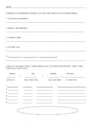 English worksheet: Affirmation and questions