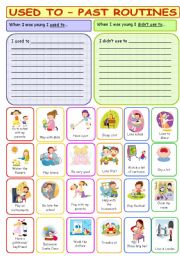 English Worksheet: Used to - Past routines