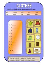 English worksheet: Clothes