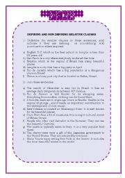 English Worksheet: define and noun define relative clauses