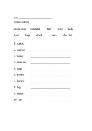 English Worksheet: Synonym matching