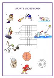 English Worksheet: Sports Crossword