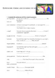 English worksheet: Asking and showing the way