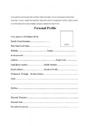 English Worksheet: Personal Profile