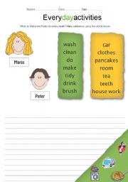 English Worksheet: Everyday activities