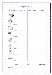 English Worksheet: Do you like..? Speaking Activity (2 pages)